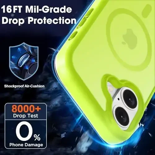 MOCCA Strong Magnetic for iPhone 16 Case, [Compatible with Magsafe][16FT Mil-Grade Drop Protection] Slim Thin Translucent Matte Protective Cover Case for iPhone 16 Phone Case 6.1