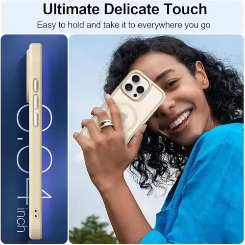 MOCCA Strong Magnetic for iPhone 16 Pro Max Phone Case, [Compatible with Magsafe][16FT Mil-Grade Drop Protection] Slim Translucent Matte Protective Cover Case for iPhone 16 Pro Max Case, Light Gold - 6