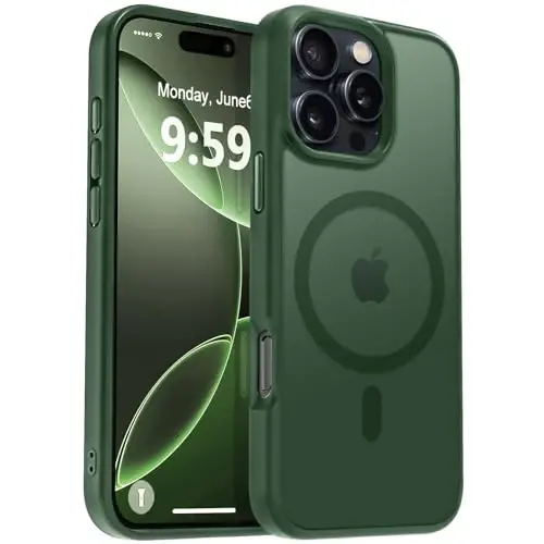 MOCCA Strong Magnetic for iPhone 16 Pro Max Phone Case, [Compatible with Magsafe][16FT Mil-Grade Drop Protection] Slim Translucent Matte Protective Cover Case for iPhone 16 Pro Max Case,Midnight Green - MOCCA