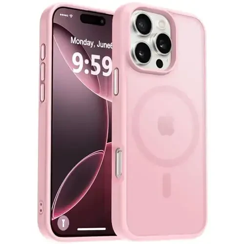 MOCCA Strong Magnetic for iPhone 16 Pro Max Phone Case, [Magsafe bilan mos][16FT harbiy darajadagi tushishdan himoya] iPhone 16 Pro Max uchun yupqa shaffof mat qoplovchi himoya qutisi, pushti 