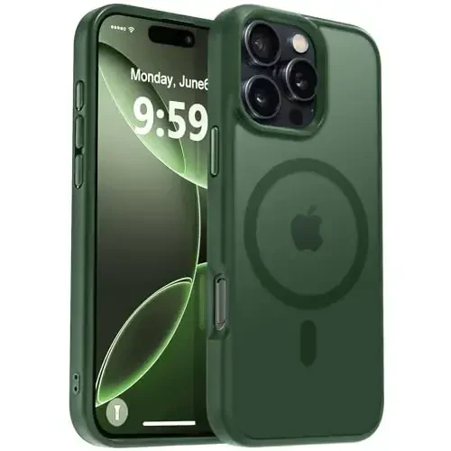 MOCCA Strong Magnetic for iPhone 16 Pro Phone Case, [Compatible with Magsafe][16FT Mil-Grade Drop Protection] Slim Thin Translucent Matte Protective Cover Case for iPhone 16 Pro Case, Midnight Green - 1