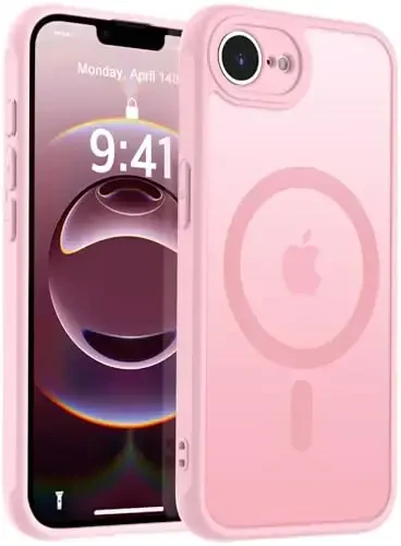 MOCCA Strong Magnetic for iPhone 16e Case [Compatible with Magsafe] [Full Camera Protection] Slim Translucent Matte Shockproof Cover for iPhone 16e Phone Case 6.1'',Pink 