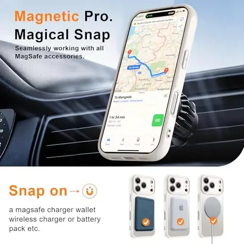MOCCA Strong Magnetic for iPhone 16e Case [Compatible with Magsafe] [Full Camera Protection] Slim Translucent Matte Shockproof Cover for iPhone 16e Phone Case 6.1'',Stone - 4