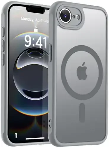 MOCCA Strong Magnetic for iPhone 16e Case [Compatible with Magsafe] [Full Camera Protection] Slim Translucent Matte Shockproof Cover for iPhone 16e Phone Case 6.1'',Titanium Gray - MOCCA