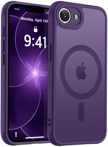 MOCCA Strong Magnetic for iPhone 16e Case [Magsafe bilan mos] [Toʻliq kamera himoyasi] iPhone 16e Phone Case 6.1'' uchun ingichka yarim shaffof mat zarbga chidamli qopqoq, Deep Purple 