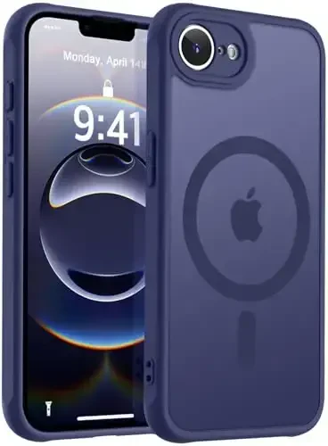 MOCCA Strong Magnetic for iPhone 16e Case [Magsafe bilan mos] [To'liq kamera himoyasi] iPhone 16e Phone Case 6.1'' uchun ingichka yarim shaffof mat zarbga chidamli qopqoq, To'q ko'k 