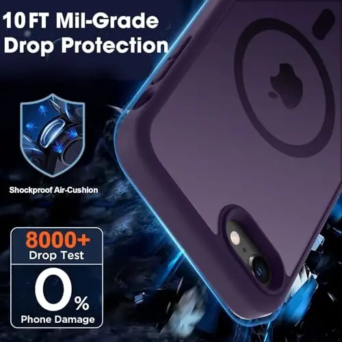 MOCCA Strong Magnetic for iPhone SE Case 2022/iPhone SE 2020 Case/iPhone 7 Case/iPhone 8 Case [Compatible with Magsafe] Slim Thin Translucent Matte Protective Cover Phone Case 4.7'', Deep Purple - 4