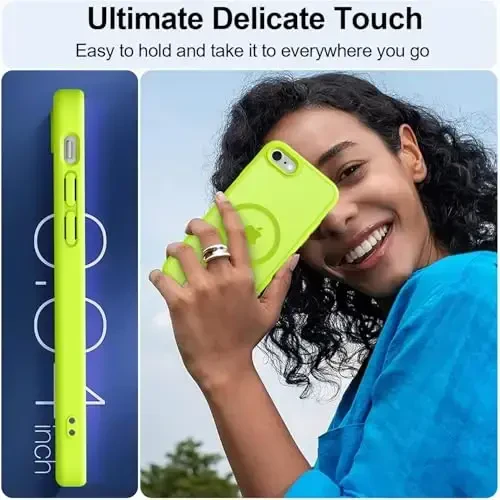 MOCCA Strong Magnetic for iPhone SE Case 2022/iPhone SE 2020 Case/iPhone 7 Case/iPhone 8 Case [Compatible with Magsafe] Slim Thin Translucent Matte Protective Cover Phone Case 4.7'', Fluorescent Green - 6