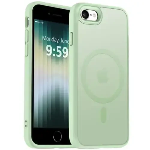 MOCCA Strong Magnetic for iPhone SE Case 2022/iPhone SE 2020 Case/iPhone 7 Case/iPhone 8 Case [Compatible with Magsafe] Slim Thin Translucent Matte Protective Cover Phone Case 4.7'', Light Green - 1
