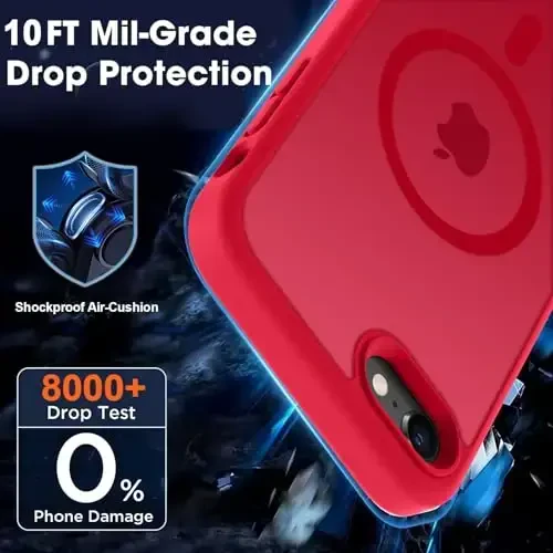 MOCCA Strong Magnetic for iPhone SE Case 2022/iPhone SE 2020 Case/iPhone 7 Case/iPhone 8 Case [Compatible with Magsafe] Slim Thin Translucent Matte Protective Cover Phone Case 4.7'', Red - 4