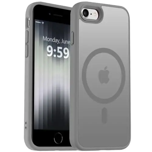 MOCCA Strong Magnetic for iPhone SE Case 2022/iPhone SE 2020 Case/iPhone 7 Case/iPhone 8 Case [Compatible with Magsafe] Slim Thin Translucent Matte Protective Cover Phone Case 4.7'', Titanium Gray 