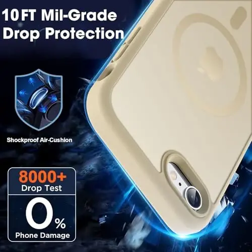 MOCCA Strong Magnetic for iPhone SE Case 2022/iPhone SE 2020 Case/iPhone 7 Case/iPhone 8 Case [Magsafe bilan mos] Yengil Yupqa Yarim Shaffof Mat Qopqoq Himoya Telefon G'ilofi 4.7'', Ochiq Oltin - 4