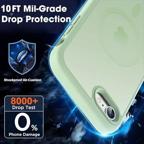 MOCCA Strong Magnetic for iPhone SE Case 2022/iPhone SE 2020 Case/iPhone 7 Case/iPhone 8 Case [Magsafe bilan mos] Yupqa Shaffof Matt Himoya Qopqog'i Telefon G'ilofi 4.7'', Ochiq Yashil - 4