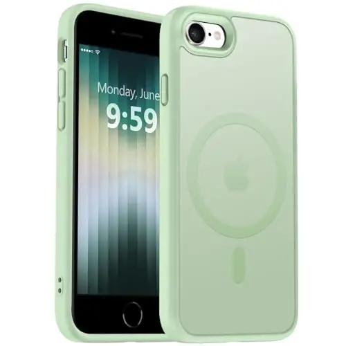 MOCCA Strong Magnetic for iPhone SE Case 2022/iPhone SE 2020 Case/iPhone 7 Case/iPhone 8 Case [Magsafe bilan mos] Yupqa Shaffof Matt Himoya Qopqog'i Telefon G'ilofi 4.7'', Ochiq Yashil 