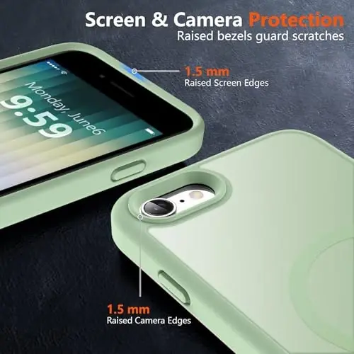 MOCCA Strong Magnetic for iPhone SE Case 2022/iPhone SE 2020 Case/iPhone 7 Case/iPhone 8 Case [Magsafe bilan mos] Yupqa Shaffof Matt Himoya Qopqog'i Telefon G'ilofi 4.7'', Ochiq Yashil - 5