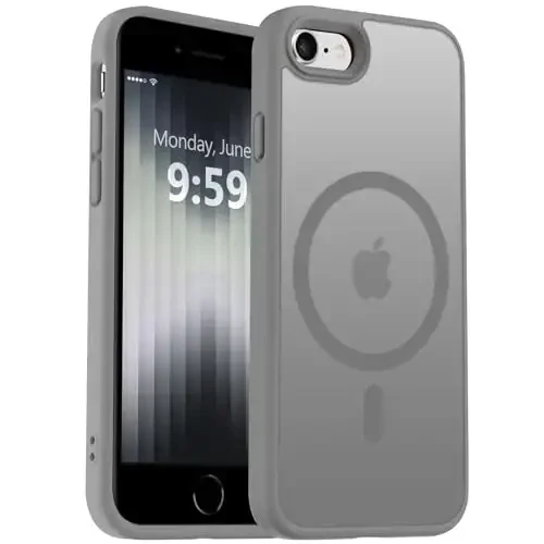 MOCCA Strong Magnetic for iPhone SE Case 2022/iPhone SE 2020 Case/iPhone 7 Case/iPhone 8 Case [Magsafe bilan mos] Yupqa Shaffof Matt Himoya Qopqog'i Telefon G'ilofi 4.7'', Titanium Gray 