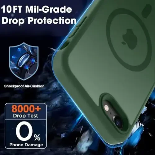 MOCCA Strong Magnetic for iPhone SE Case 2022/iPhone SE 2020 Case/iPhone 7 Case/iPhone 8 Case [Magsafe bilan mos] Yupqa Shaffof Matt Himoya Qopqog'i Telefon Qutisi 4.7'', Midnight Green - 4