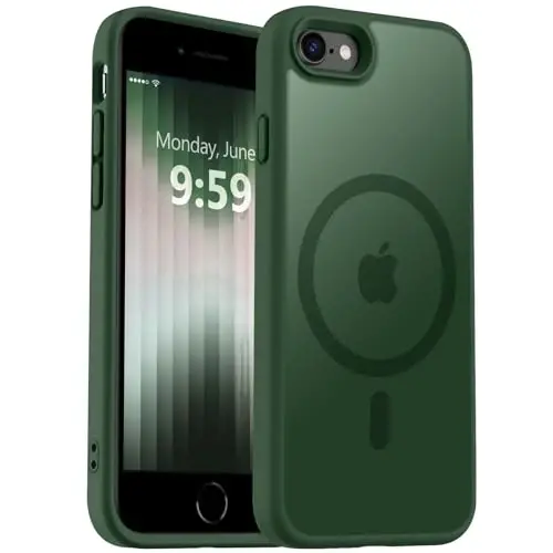 MOCCA Strong Magnetic for iPhone SE Case 2022/iPhone SE 2020 Case/iPhone 7 Case/iPhone 8 Case [Magsafe bilan mos] Yupqa Shaffof Matt Himoya Qopqog'i Telefon Qutisi 4.7'', Midnight Green 
