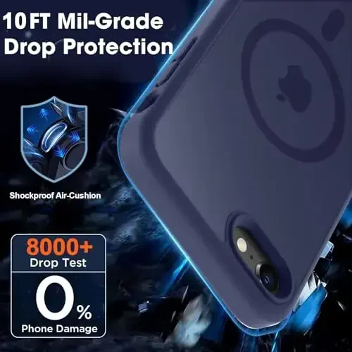 MOCCA Strong Magnetic for iPhone SE Case 2022/iPhone SE 2020 Case/iPhone 7 Case/iPhone 8 Case [Magsafe bilan mos] Yupqa Yarim shaffof Matte Himoya Qopqog'i Telefon G'ilofi 4.7'', To'q ko'k - 4