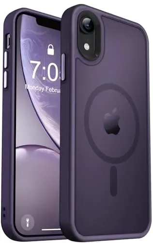 MOCCA Strong Magnetic for iPhone XR Phone Case, [Compatible with Magsafe][Mil-Grade Drop Protection] Slim Thin Translucent Matte Protective Cover Case for iPhone XR Case 6.1'', Deep Purple - 1
