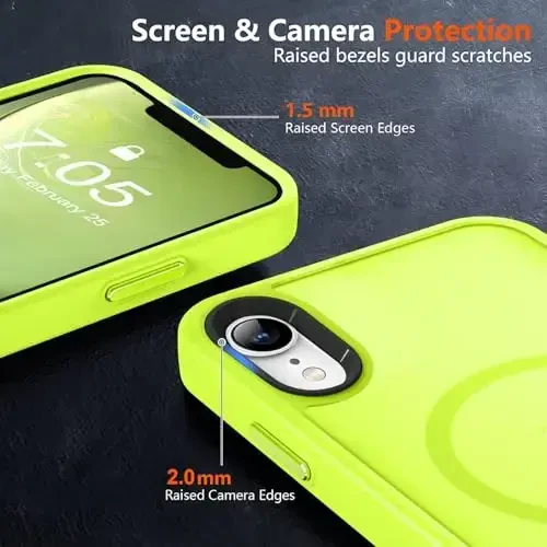 MOCCA Strong Magnetic for iPhone XR Phone Case, [Compatible with Magsafe][Mil-Grade Drop Protection] Slim Thin Translucent Matte Protective Cover Case for iPhone XR Case 6.1'', Fluorescent Green - 6