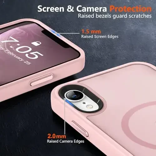 MOCCA Strong Magnetic for iPhone XR Phone Case, [Compatible with Magsafe][Mil-Grade Drop Protection] Slim Thin Translucent Matte Protective Cover Case for iPhone XR Case 6.1'', Pink - 5