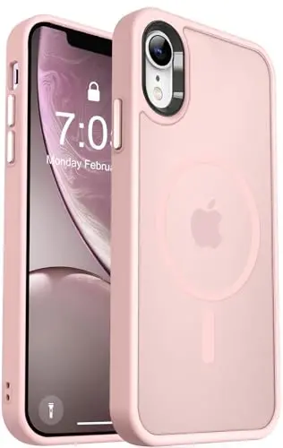 MOCCA Strong Magnetic for iPhone XR Phone Case, [Compatible with Magsafe][Mil-Grade Drop Protection] Slim Thin Translucent Matte Protective Cover Case for iPhone XR Case 6.1'', Pink - MOCCA