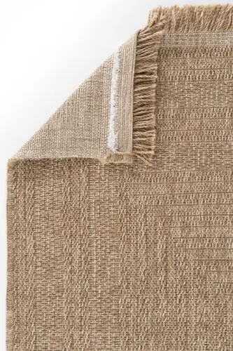 Mocha 668 Bej Gilam Kilim Salon Oshxona Yo'lak Jut Qamish Ko'rinishli To'quv Dastgoh Gilami-Bej - 7