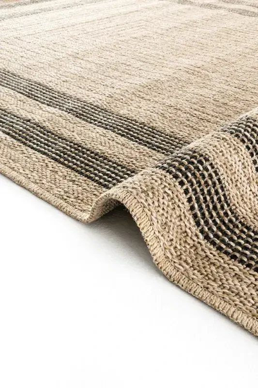 Mocha 668 Qora Gilam Kilim Salon Oshxona Yo'lak Kesma Yo'lak Jgut Hasir Ko'rinishli To'quv Mashina Gilam-Qora 2 - 6