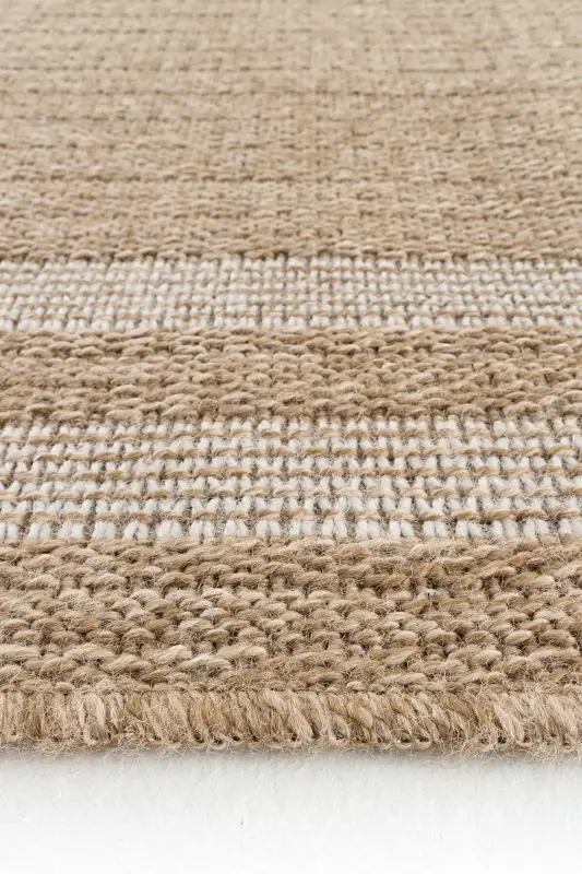 Mocha 668 White Rug Kilim Living Room Kitchen Hallway Runner Jute Woven Machine-Made Carpet-White - 1