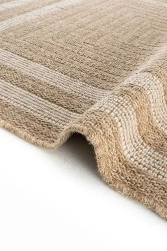 Mocha 668 White Rug Kilim Living Room Kitchen Hallway Runner Jute Woven Machine-Made Carpet-White - COOL HALI (1)