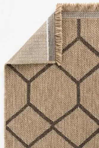 Mocha 669 Black Carpet Kilim Living Room Kitchen Hallway Cut Runner Jute Woven Machine-Made Carpet-Black 1 - 4