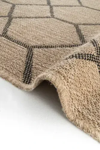 Mocha 669 Black Carpet Kilim Living Room Kitchen Hallway Cut Runner Jute Woven Machine-Made Carpet-Black 1 - 5