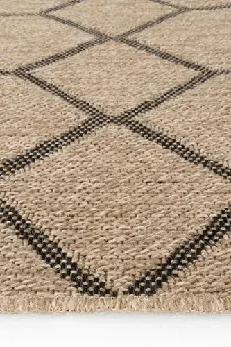Mocha 669 Black Carpet Kilim Living Room Kitchen Hallway Cut Runner Jute Woven Machine-Made Carpet-Black 1 - 6