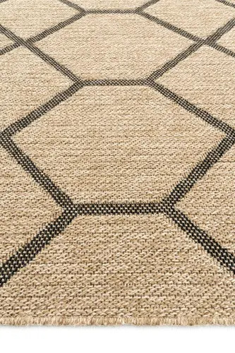 Mocha 669 Black Hav Lint-Free Cleaned Jute Straw Look Modern Cut Rug-Black - 11