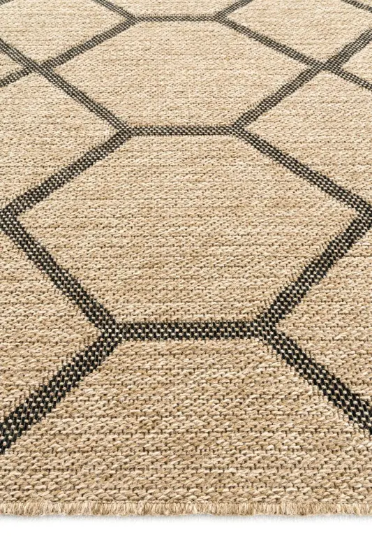Mocha 669 Black Hav Lint-Free Cleaned Jute Straw Look Modern Cut Rug-Black - 11