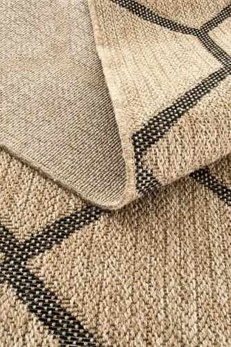 Mocha 669 Black Hav Lint-Free Cleaned Jute Straw Look Modern Cut Rug-Black - 5