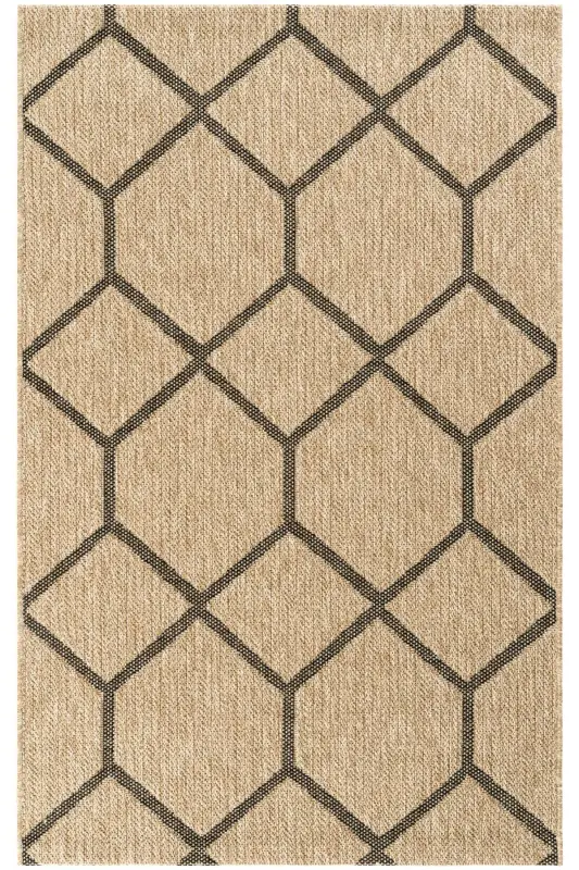 Mocha 669 Black Hav Lint-Free Cleaned Jute Straw Look Modern Cut Rug-Black - 7