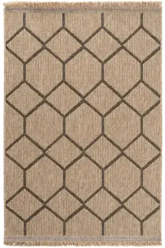 Mocha 669 Siyah Halı Kilim Salon Mutfak Koridor Kesme Yolluk Jüt Hasır Görünümlü Dokuma Makine Halı-Siyah 1 - 1