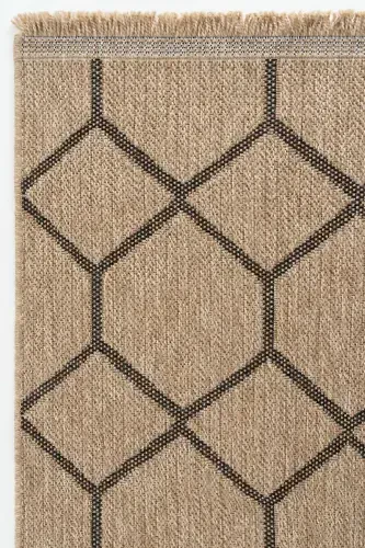 Mocha 669 Siyah Halı Kilim Salon Mutfak Koridor Kesme Yolluk Jüt Hasır Görünümlü Dokuma Makine Halı-Siyah 1 - 3