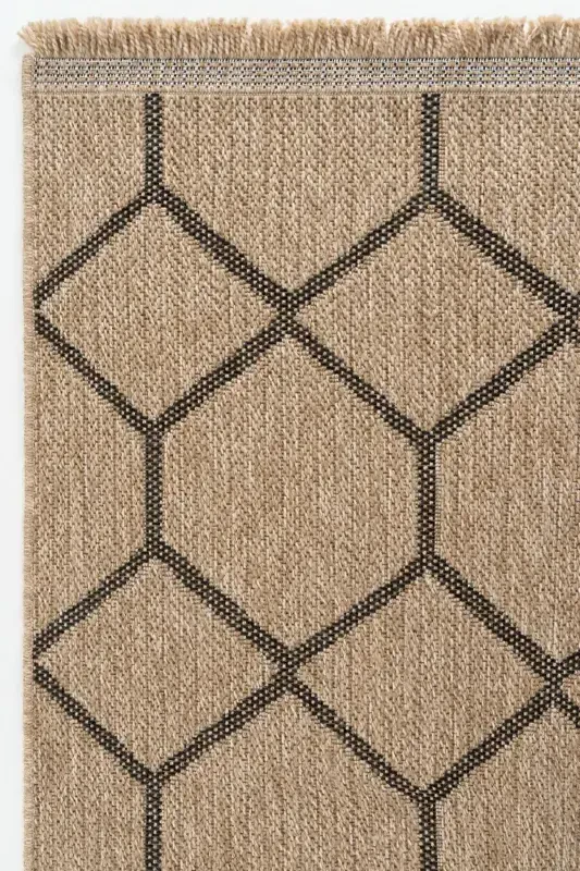 Mocha 669 Siyah Halı Kilim Salon Mutfak Koridor Kesme Yolluk Jüt Hasır Görünümlü Dokuma Makine Halı-Siyah 1 - 3