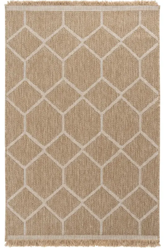 Mocha 669 White Carpet Kilim Living Room Kitchen Corridor Cut Rug Jute Straw Look Woven Machine Carpet-White 3 - 1