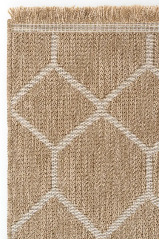 Mocha 669 White Carpet Kilim Living Room Kitchen Corridor Cut Rug Jute Straw Look Woven Machine Carpet-White 3 - 3