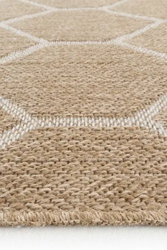 Mocha 669 White Carpet Kilim Living Room Kitchen Corridor Cut Rug Jute Straw Look Woven Machine Carpet-White 3 - 6