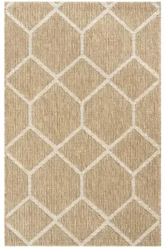Mocha 669 White Hav Doesn't Dust Cleaned Jute Rug Look Modern Cut Rug-White 2 - 1