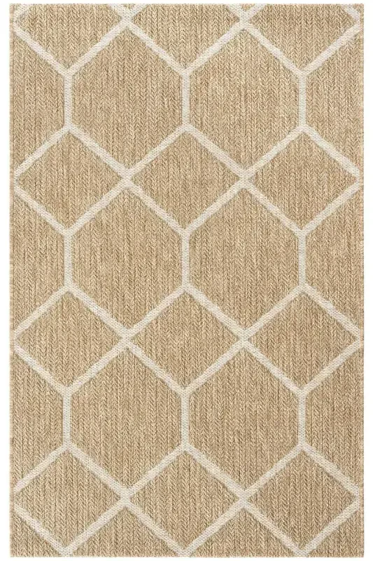 Mocha 669 White Hav Doesn't Dust Cleaned Jute Rug Look Modern Cut Rug-White 2 - 1