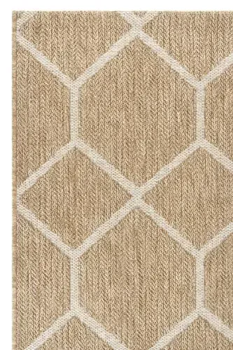 Mocha 669 White Hav Doesn't Dust Cleaned Jute Rug Look Modern Cut Rug-White 2 - 3