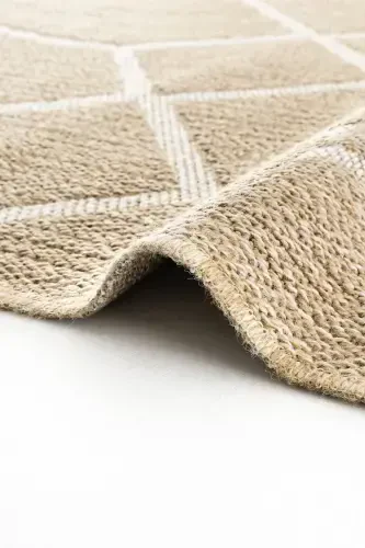 Mocha 669 White Hav Doesn't Dust Cleaned Jute Rug Look Modern Cut Rug-White 2 - 5