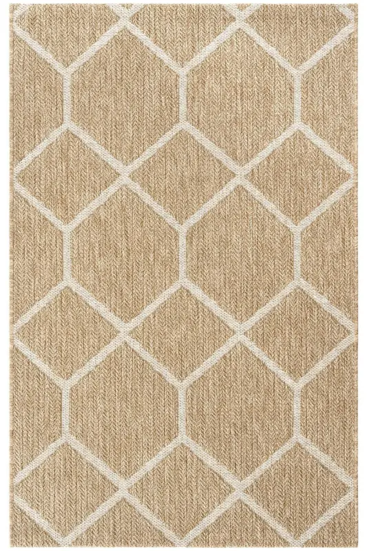 Mocha 669 White Hav Doesn't Dust Cleaned Jute Rug Look Modern Cut Rug-White 2 - 2