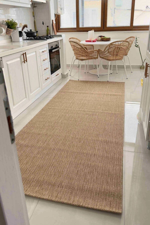 Mocha 670 Beige Carpet Rug Living Room Kitchen Corridor Runner Jute Wicker Look Woven Machine Carpet - 1